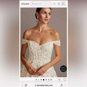 David's Bridal Off-Shoulder Lace Wedding Dress